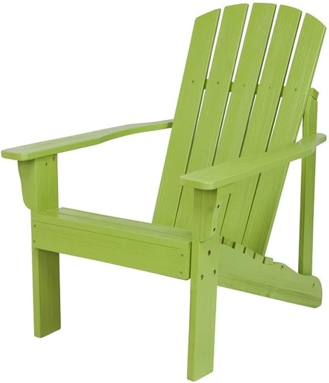 Pemberly Row Cedar Wood Patio Firepit Adirondack Chair, Green Finish, Kiln-Dried Moisture-Resistant Wood, Ergonomic Design, Wide Arms, Contoured Seat, 36.25" H x 34.25" W x 26.75" D Outdoor Seating