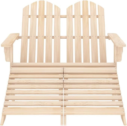 2-Seater Patio Adirondack Chair & Ottoman Fir Wood, Suitable for patios, Gardens, Balconies