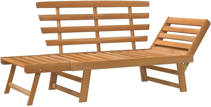Patio Bench, Bench with Backrest, Garden Bench, Park Bench for Patio, Garden, Yard, Lawn,2-in-1 74.8" Solid Acacia Wood