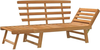 Patio Bench, Bench with Backrest, Garden Bench, Park Bench for Patio, Garden, Yard, Lawn,2-in-1 74.8" Solid Acacia Wood