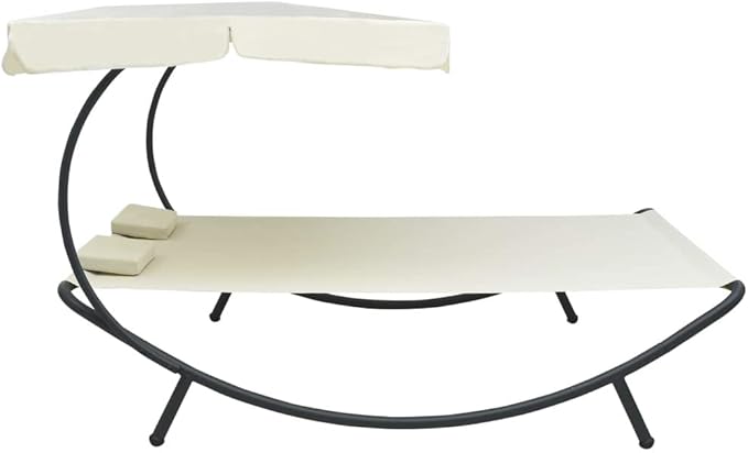 Double Chaise Lounge Outdoor with Adjustable Canopy and Pillow Extra Large Patio Hammock Bed Wheeled for Outside - Photo 4