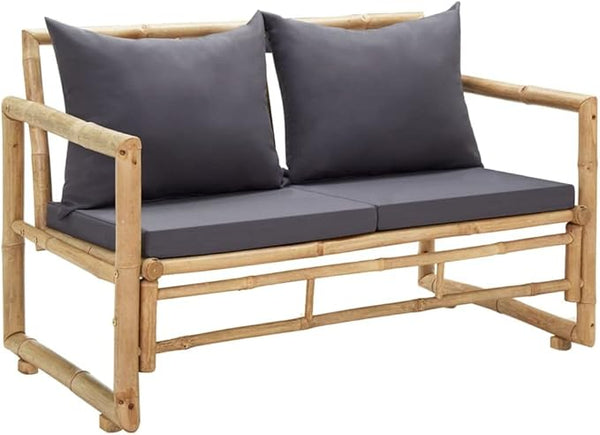 Garden Bench Deck Bench Patio Bench with Cushions 45.3" Bamboo - Photo 1