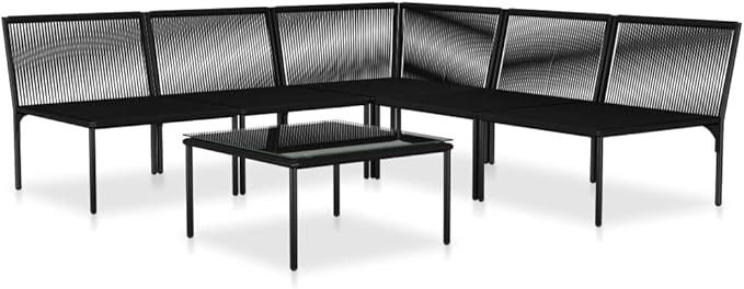 vidaXL 6-Piece Weather-Resistant Patio Lounge Set with Cushions - Elegant Outdoor PVC and Powder-Coated Steel Sectional - Photo 4