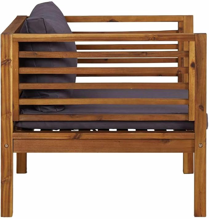 Dark Grey Patio Chair with Solid Acacia Wood Frame - Photo 4