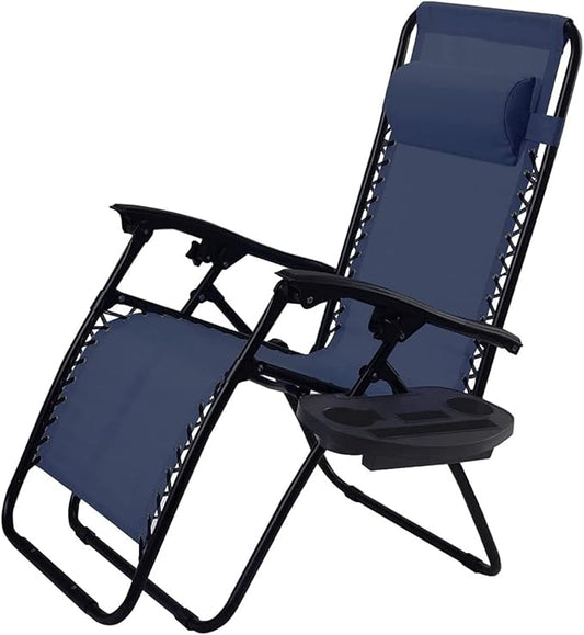 Folding Zero Gravity Reclining Textilene Lounge Chairs, Outdoor Adjustable Patio w/Pillows & Cup Holder Trays for Backyard, Beach, Poolside (NY)
