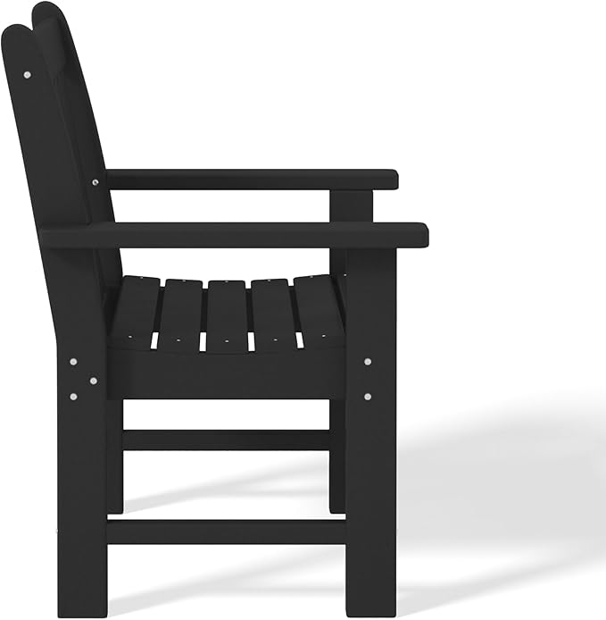 WestinTrends Malibu Outdoor Patio HDPE Adirondack Dining Arm Chair, Black