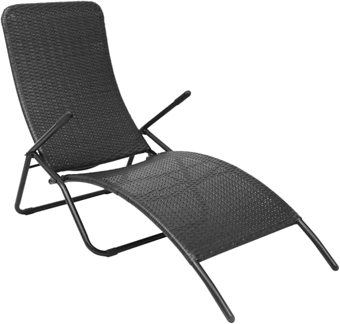 Folding Chaise Lounge Outdoor, 57.9"x24" All-Weather PE Rattan Recliner Chair, Lightweight Portable Patio Lounger - Photo 1