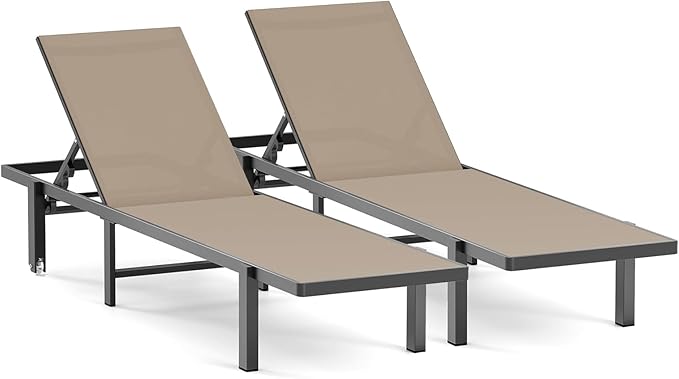 Ciokea Patio Chaise Lounge Chair Set of 2, Outdoor Lounge Chairs with Wheels - Photo 1