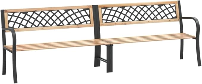 Natural Wood Outdoor Garden Bench Chinese Fir Sturdy Frame 93.7in Rectangular Brown for Patio Porch Backyard Seating