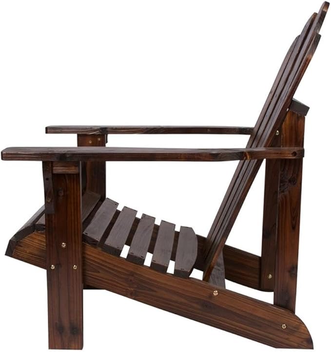 Pemberly Row Cedar Wood Adirondack Chair, Brown Finish, 36" H x 35" W x 26.25" D, Ergonomic Design, Moisture-Resistant, Durable Patio Porch Chair for Outdoor or Garden Relaxation