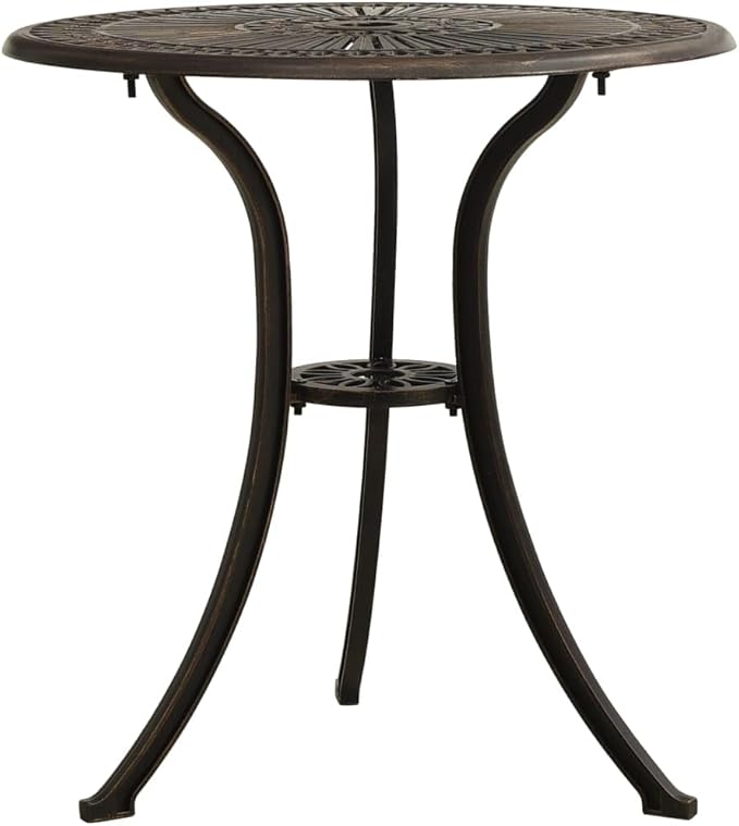 Garden Table Bronze Cast Aluminum, Medium Round Patio Dining Furniture - Photo 1