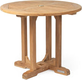 Ash & Ember Luna Grade A Teak Round Dining Table, 35" Teak Wood Table, Weather-Resistant Premium Solid Wood Furniture - Photo 1