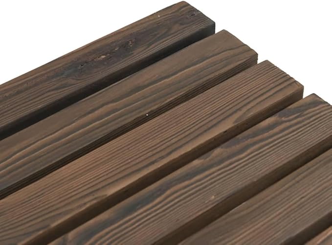 Garden Bench Set of 2 Burnt Solid fir Wood Standard Durable Patio Chair Backyard Chair for Balcony Deck