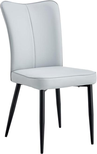 Modern Dining Chairs,Pu Upholstered Leather Chair and Sturdy Metal Legs,Comfortable Ergonomic Large Backrest Design,Applicable to Front Porch,Outdoor Lounge,Garden,Reception Room,Patio,LightGray-PU