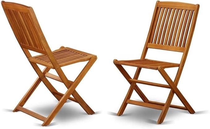 East West Furniture BCMCWNA Cameron Foldable Patio Dining Chairs - Acacia Wood, Set of 2, Natural Oil