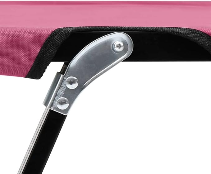 Double Folding Sun Lounger Pink 600D Polyester Steel Frame 2-Person Outdoor Chaise Lounge Chair for Pool Beach Camping Garden Patio Furniture