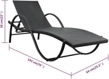 Modern Outdoor Chaise Lounge 25.2x76x22 in Steel Frame UV-Safe Poly Rattan Adjustable Recliner Chair Black & Cream - Photo 2