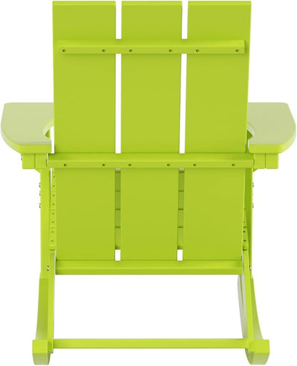 WO WESTIN OUTDOOR HDPE Shoreside Modern Rocking Poly Adirondack Chair (Set of 2),Lime