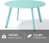 Outdoor Side Table, Outdoor/Indoor Metal Steel Patio Coffee Table, Round Weather Resistant Anti-Rust, Green - Photo 4