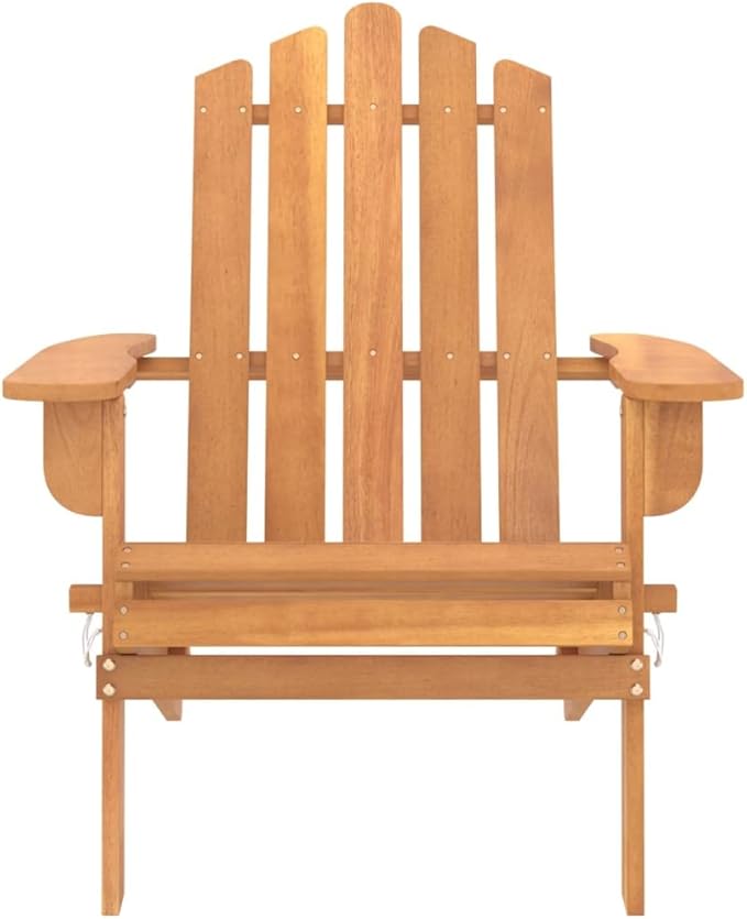 Solid Acacia Wood Adirondack Chair Foldable Outdoor Patio Lounge Chair for Garden Poolside Relaxation