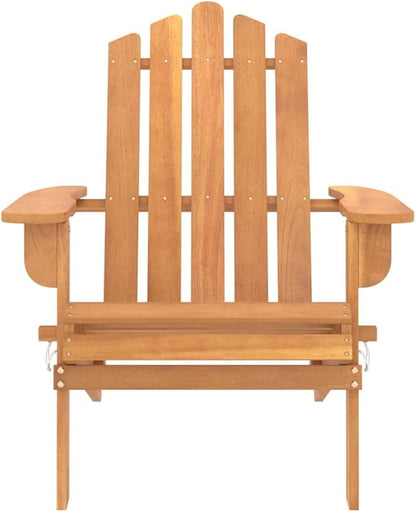 Solid Acacia Wood Adirondack Chair for Patio Outdoor Foldable Lounge Furniture with Ergonomic Design 35.4" Height Oil-Finished Weather-Resistant