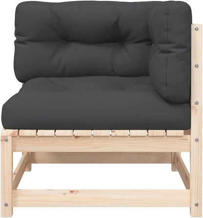 Single Rustic Pine Patio Sectional Sofa 28 lb Anthracite Cushions 10.9 in Modular Outdoor Couch for Garden Balcony Porch and Terrace Use