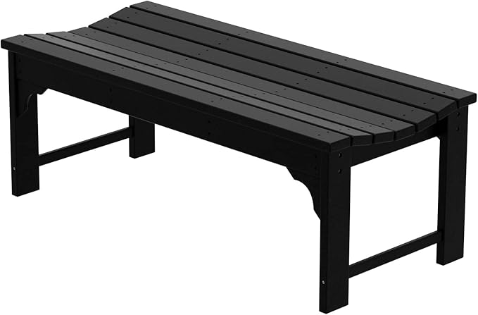 Westin Outdoors Malibu WO 48" Length Backless Poly Wood Outdoor/Garden Bench, Black