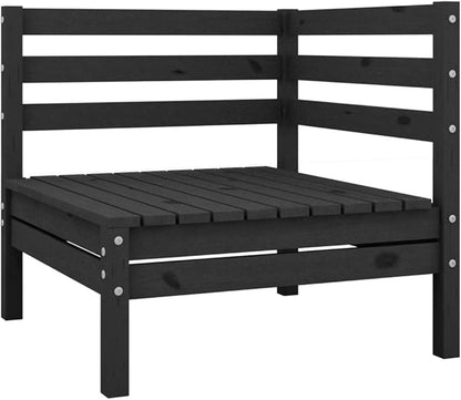 4-Piece Garden Lounge Set, Solid Pinewood Modular Patio Sofa with Footstool, Rustic Black Outdoor Furniture for Backyard, Balcony and Conservatory