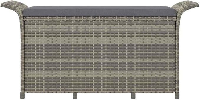 Garden Bench Grey Polyethylene Rattan Medium Garden Bench Yard Patio for Courtyard