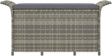Garden Bench Grey Polyethylene Rattan Medium Garden Bench Yard Patio for Courtyard - Photo 5