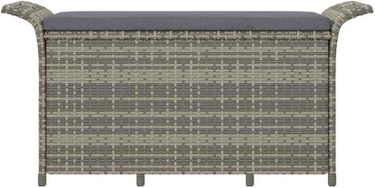 Garden Bench Grey Polyethylene Rattan Medium Garden Bench Yard Patio for Courtyard