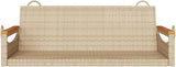 Beige Poly Rattan Swing Bench for Patio and Garden, 2-Person Outdoor Seating with Comfortable Cushion - Photo 4