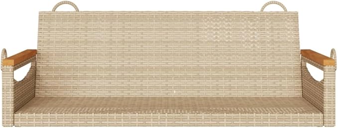 Beige Poly Rattan Swing Bench for Patio and Garden, 2-Seater Outdoor Seating with UV-Resistant Durable Frame, Easy Assembly and Low Maintenance Comfortable Relaxation