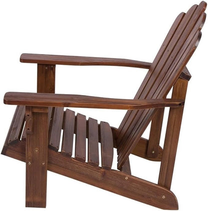 Pemberly Row Traditional Cedar Wood Patio Adirondack Chair, Brown Finish, 36" H x 35" W x 26.25" D, Contoured Seat, Ergonomic High Back, Wide Arms, Outdoor Porch or Garden Seating