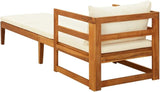 Sun Lounger with Cream White Cushions Solid Acacia Wood Outdoor Chairs Furniture Outdoor Patio Furniture Set Suitable - Photo 5