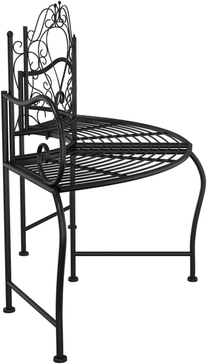 Tree Bench 59.1 Inch Black Steel Outdoor Patio Furniture, Wrap Around Garden for Trees, Weather-Resistant Metal Bench Seat for Yard, Lawn, Park, Durable & Stylish Backyard Decor