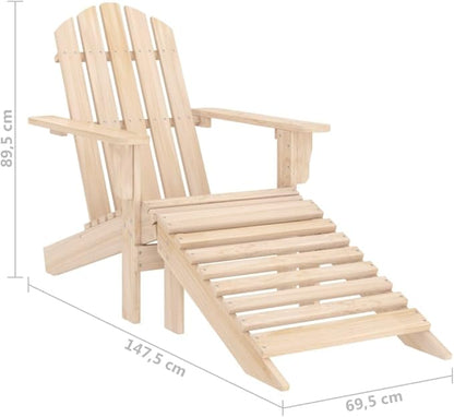 vidaXL Patio Lounge Set – Adirondack Chair with Ottoman and Table – Solid Fir Wood – Ergonomic & Durable – Comfortable Outdoor Seating Solution – Modern Furniture for Garden, Patio, and Backyard
