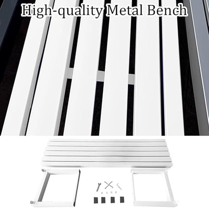 Outdoor Garden Bench 2-Person Metal Benches Patio Bench Weatherproof Park Seat Backless Chair Front Porch Seat Slatted Chair 3.3ft 3.9ft 4.9ft 5.9ft(Brown,3.3ft)