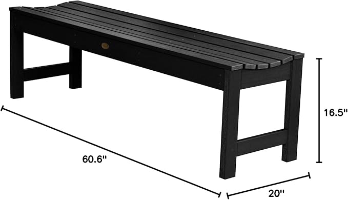 highwood Lehigh Picnic Garden Bench, 5 feet, Black
