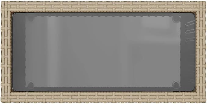 Garden Side Table Beige Black, Rectangular Tempered Glass Top Outdoor Table for Patio Balcony - Photo 8