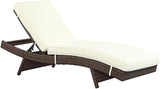 Modway Peer Wicker Rattan Outdoor Patio Two Chaise Lounge Chairs with Cushions in Brown White - Photo 1