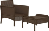 2-Piece Patio Lounge Set with Cushions Brown Poly Rattan Outdoor Furniture Set for Garden Balcony Porch - Photo 4