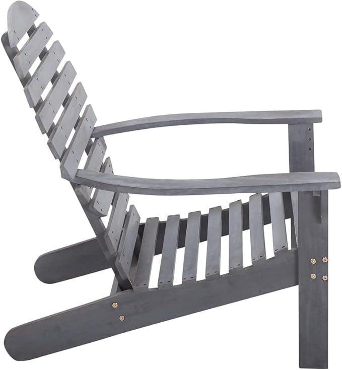 Gray Solid Acacia Wood Adirondack Chair Lightweight Outdoor Furniture Easy to Move for Patio Garden Balcony Relaxation - Photo 5