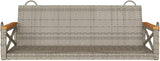Gray PE Rattan Patio Swing Bench with Powder-Coated Steel Frame, UV-Resistant Outdoor Furniture for Balcony Garden Patio - Photo 4