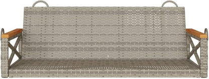 Gray PE Rattan Patio Swing Bench with Powder-Coated Steel Frame, Modern Outdoor Furniture for Balcony Garden Relaxation and Lounging