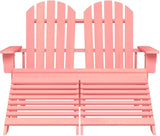 2-Seater Adirondack Chair with Detachable Ottomans, Solid Fir Wood Outdoor Patio Loveseat - Photo 3