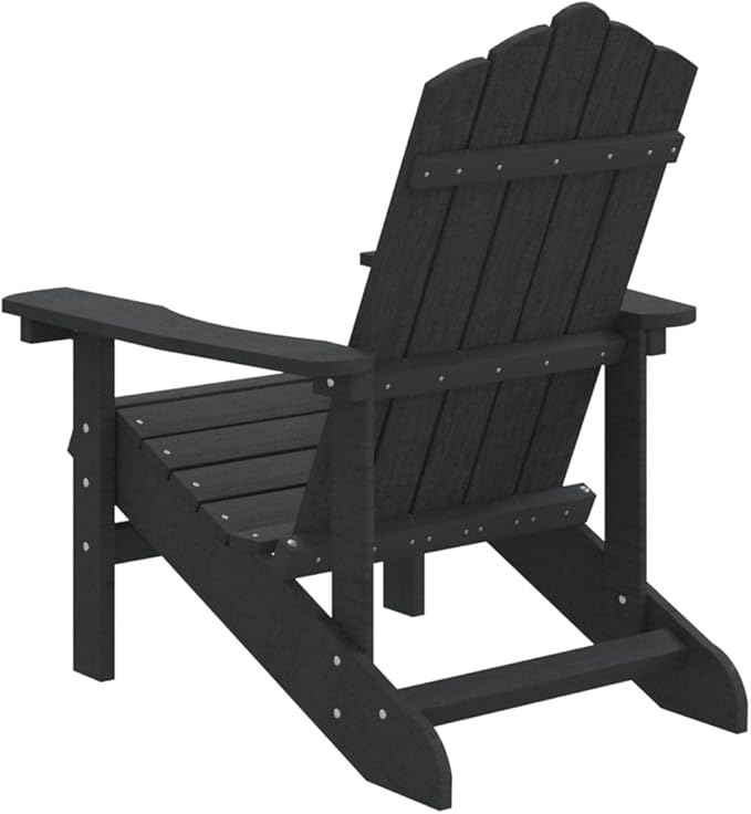 HDPE Patio Adirondack Chair for Outdoor Living Space - Anthracite Weather-Resistant Lawn Furniture with Steel Frame