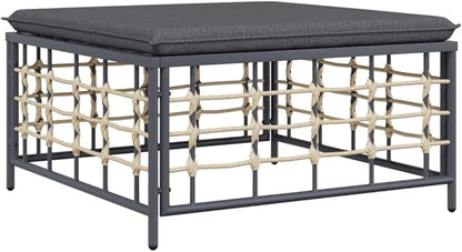 Metal Frame Outdoor Chairs,Garden Decorative Chairs,Reading Relaxation Chair,for Deck,Backyard,Porch,Patio Footstool with Dark Gray Cushion Poly Rattan