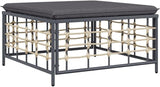 Outdoor Garden Footstool, Square Synthetic Rattan Ottoman with Comfortable Cushion - Photo 3