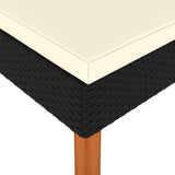 23.6" Square Black Poly Rattan Outdoor Ottoman Cube, 12.6" H Patio Seating Stool with Water-Resistant Cushion - Photo 3